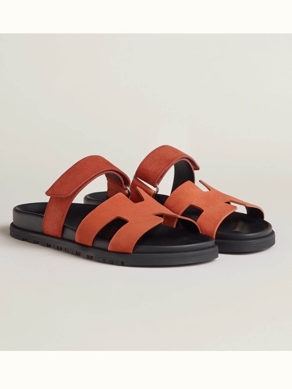HERMES EUC Chypre Suede 2 Tone Rose Bois De Santal Rouge De Turin Sandals 39 9